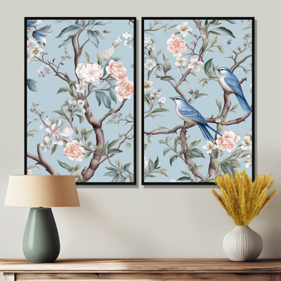Décoration murale chinoise moderne oiseaux et pivoines chinois