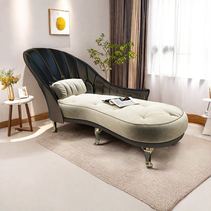 Comfort Shell Back Chaise Longue, Creamy White/Black, Left Hand Facing