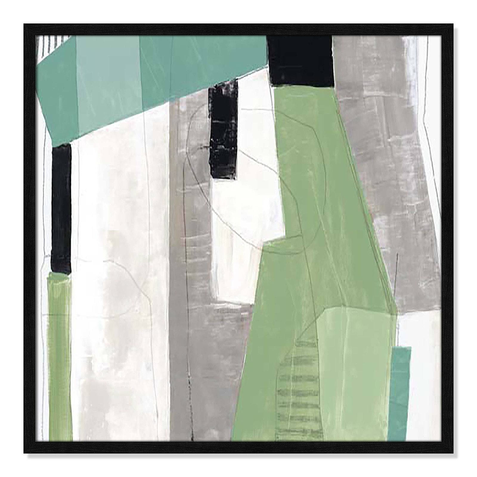 Evergreen Essence I by Tom Reeves, Black Slim Framed, 27.5" H x 27.5" W x 1.25" D