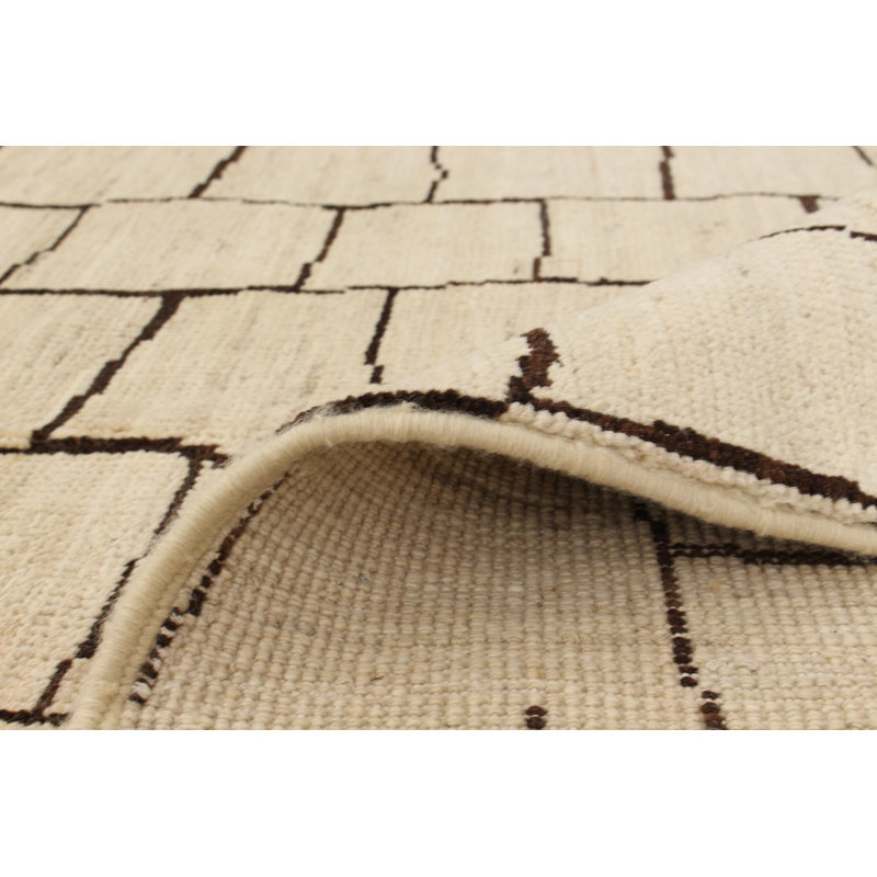 Tapis marocain noir unique en laine noué à la main de style années 2010 de 8 pi 10 po x 11 pi 10 po