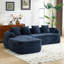Canapé en forme de L en chenille bleu foncé avec éponge hautement élastique, accoudoirs courbés et quatre coussins décoratifs pour plus de confort et de style-1658638439