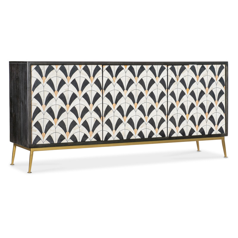 Transitional Black and White Patterned Credenza