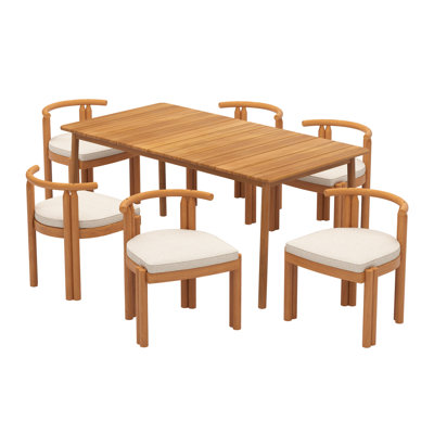  Ensemble de salle à manger d'extérieur 7 pièces en bois d'acacia massif