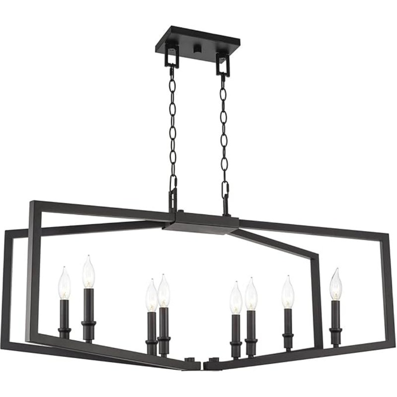 37" 8-Light Large Modern Kitchen Island Light, Industrial Lantern Island Lighting