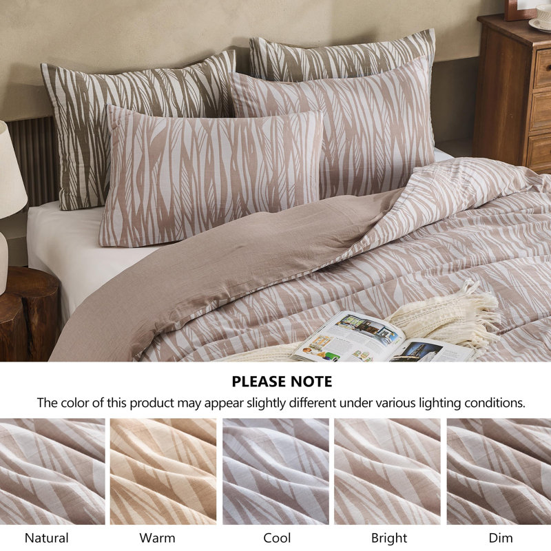 100% Cotton Yarn-Dyed Jacquard Duvet Floral Duvet Cover Set, King Duvet Cover + 2 King Pillowcases, Pink Brown Branch
