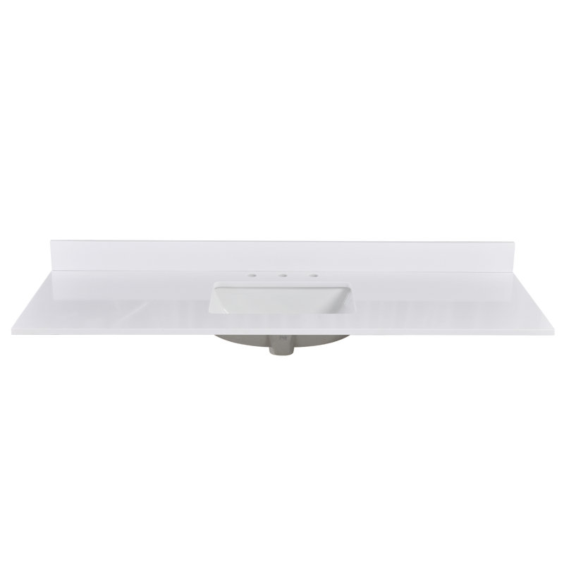 Plateau de meuble-lavabo simple 60 po en pierre avec lavabo - pour remplacement de meuble-lavabo, sans armoire