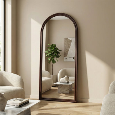 31.5 in. W x 71 in. H Arched Solid Wood Framed Floor Mirror