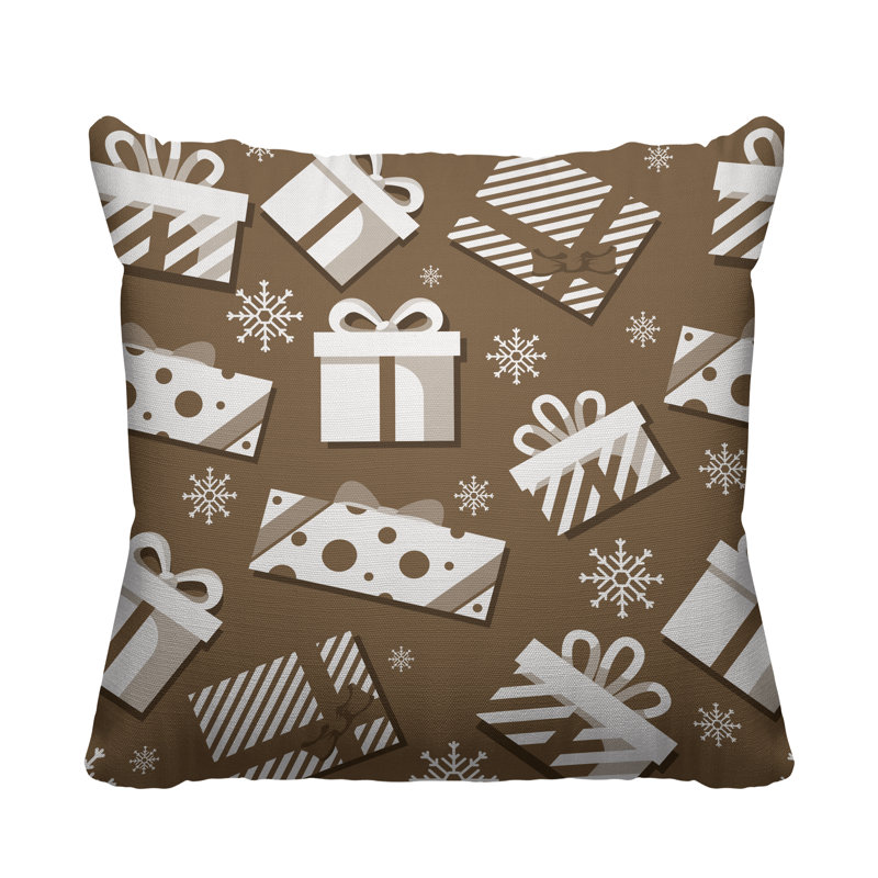 Coussin intérieur / extérieur Christmas Gift, L 17 po x H 17 po, Beige