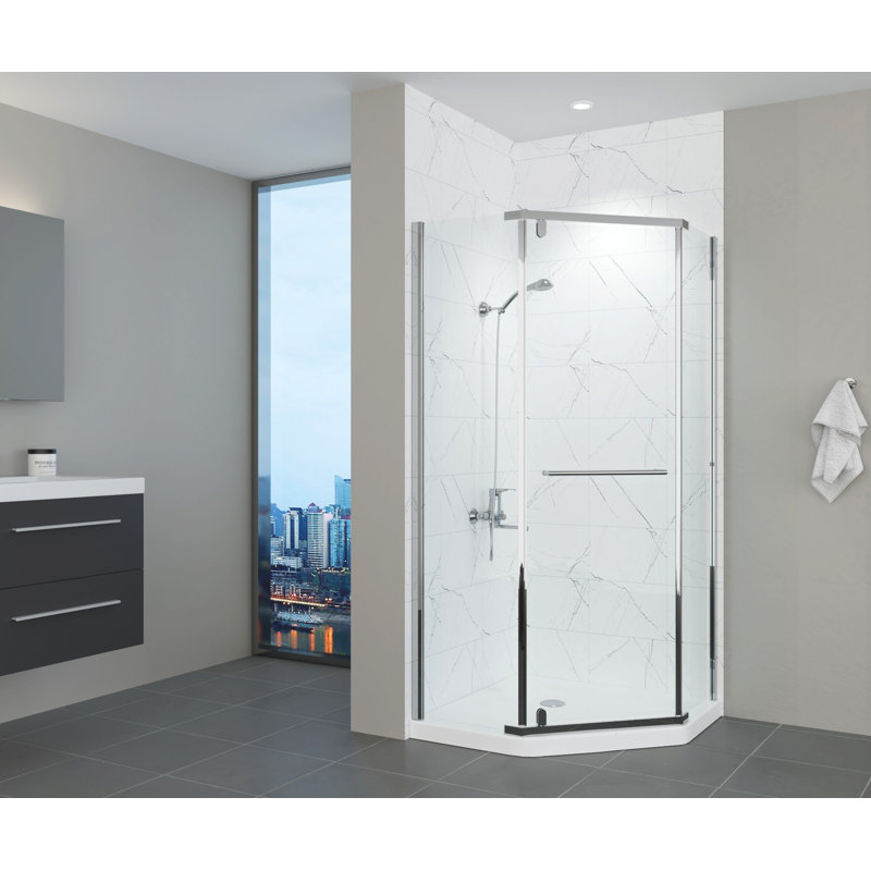 Porte de douche à cadre pivotant l 28 po x H 70 po