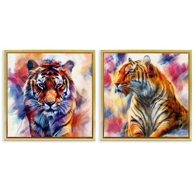 Ensemble de 2 cadres flottants In The Wild Fierce Tiger, design par Kim Allen