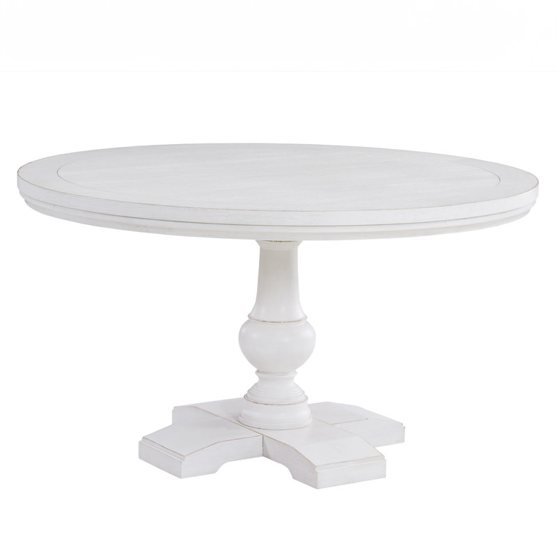 Antique White Round Wood Dining Table for Six