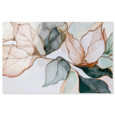 Art mural en acrylique doré à feuilles dorées par Art Remedy, prêt à être accroché