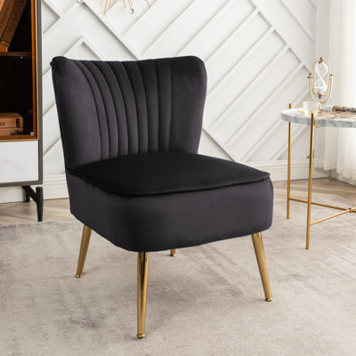 Seelinger Velvet Accent Chair with Gold Chrome Legs