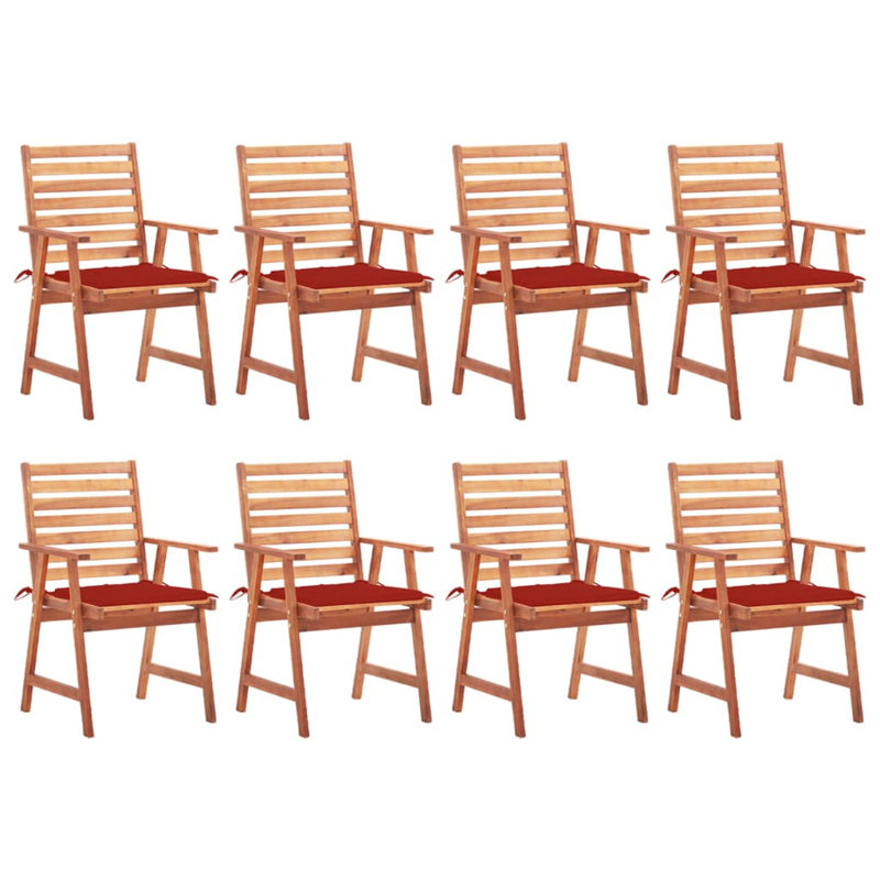 Chaise de patio avec coussin en teck Shantale, Rouge