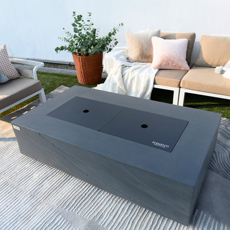Rectangle Concrete Smokeless Fire Pit Table, Propane