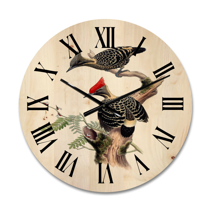 Horloge murale en bois, Moyenne, Oiseaux dans la nature VI