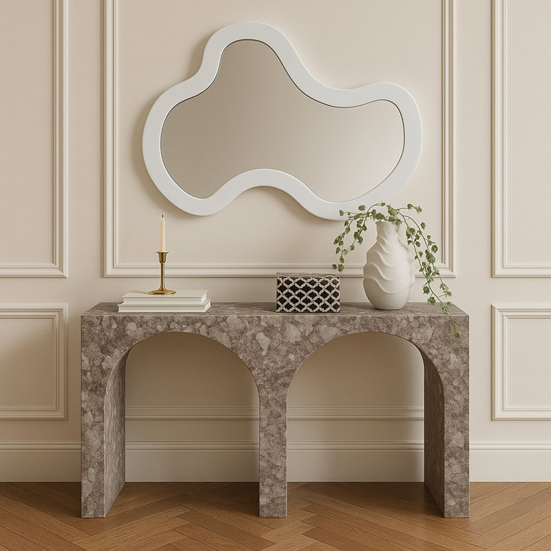Miroir Oblique, 38 po x 28 po, Blanc