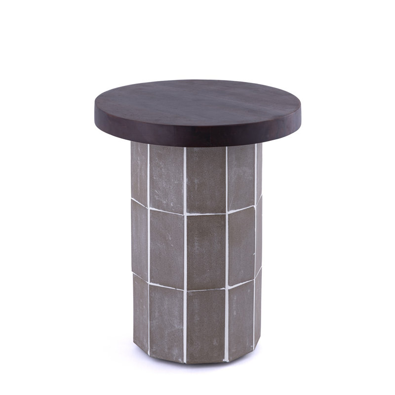 Table d'appoint en bois d'acacia et carrelage