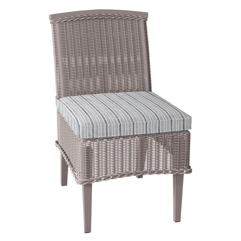 Astoria Patio Dining Side Chair with Cushions, Oyster, Welt, Canvas Sand