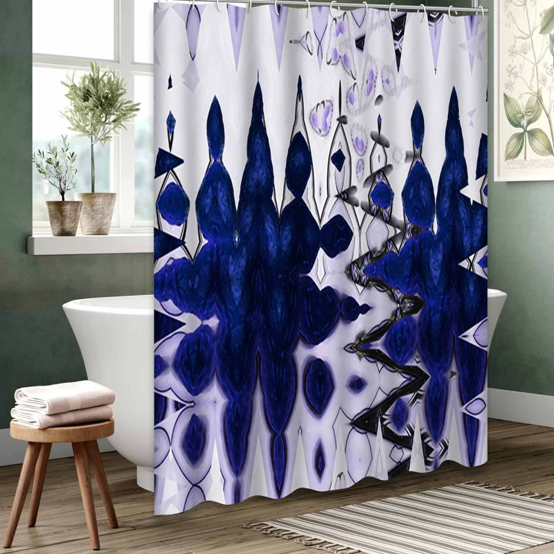 Rideau de douche bleu imperméable, rideaux de douche pour la salle de bain avec 12 crochets, 72" L x 84" W