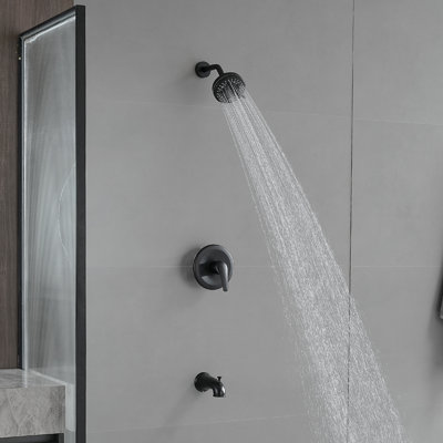 Robinet de baignoire et douche à poignée simple Spot Defence noir mat avec 8 réglages de jet - 1,8 gallons par minute (valve incluse)