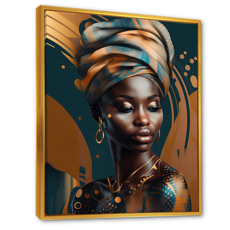 «African Chromatique Woman II - Woman», reproduction sur toile encadrée, H 20 po x l 12 po, Cadre flottant doré