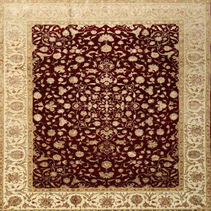Tapis traditionnel rouge / beige Dobbin, Carré 3 pi
