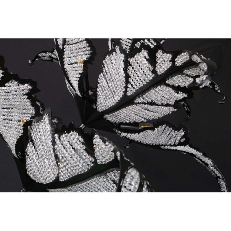 Lustre résidentiel à niveaux, H 66 po x l 84 po x P 84 po, Transparent, Feuille d'or