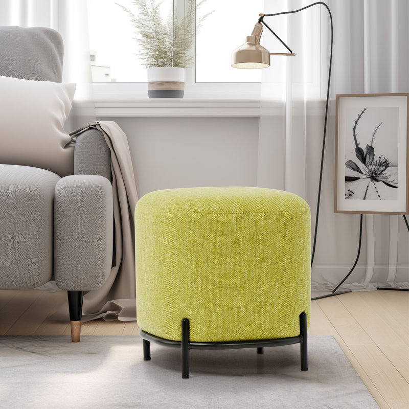 Tabouret et repose-pieds rembourrés vert lime de 18 po Daryla, Jaune clair