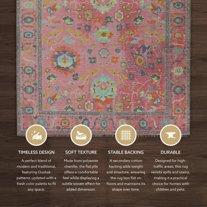 Connie-May Pink And Blue Runner Rug, Runner 2'2" x 10'