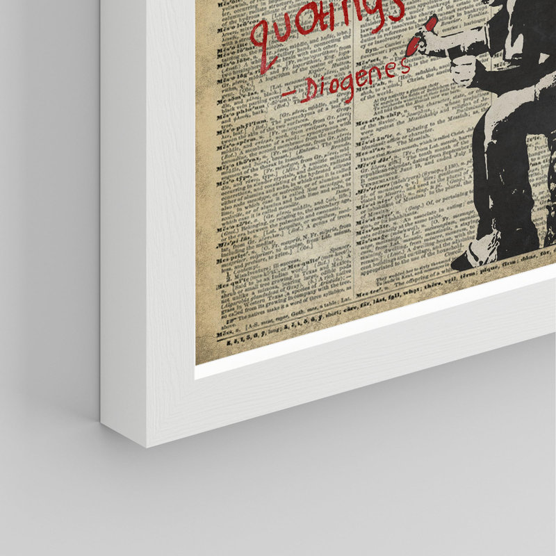«Banksy One Original Thought» sur, Blanc, H 16 po x l 12 po