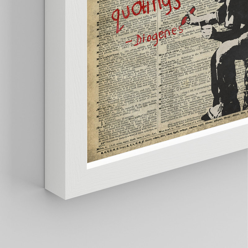 «Banksy One Original Thought» sur, Blanc, H 14 po x l 11 po