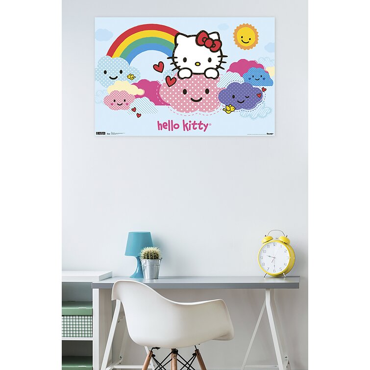HELLO KITTY WALL STICKERS, WALL ART DECALS PERSONALISED NAME (15 Hearts)