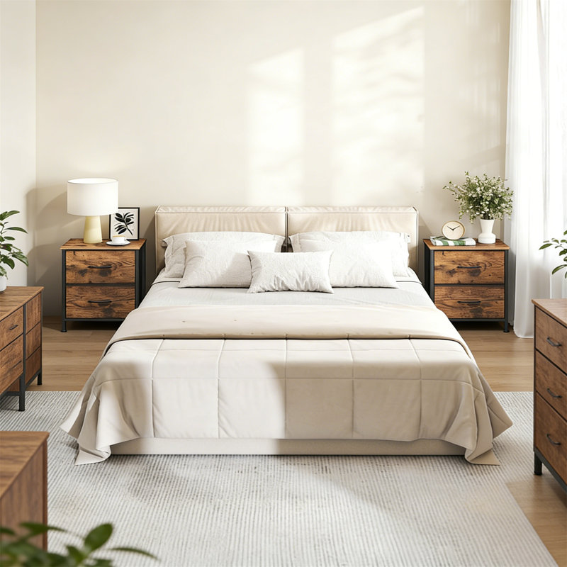39.6cm W Metal Bedside Table