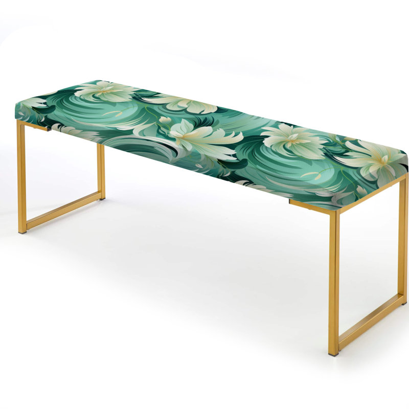 Banc floral rembourré or, Green Mint Seamless Waves