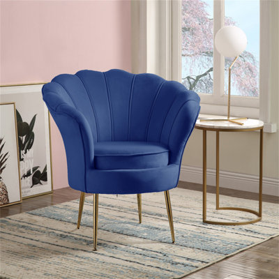 Fauteuil d'appoint en velours bleu 34 po Angelina