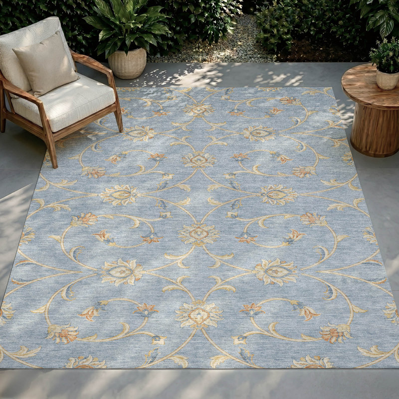 Tapis Chantille ACN3079 Global, lavable à la machine, intérieur/extérieur, En jean, 10 pi x 14 pi