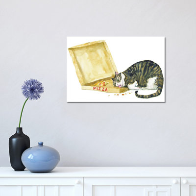 «Fat Tabby Cat And Pizza» par Alexey Dmitetchich Shmyrov - reproduction