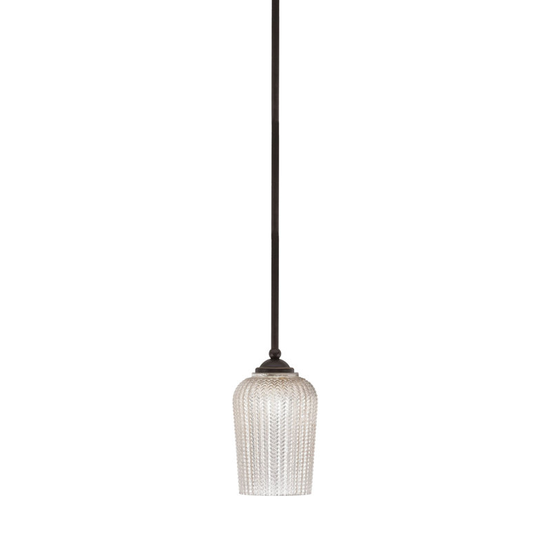 Mini-luminaire suspendu suspendu Zilo, fini granit foncé avec verre de 5 po, Granit foncé