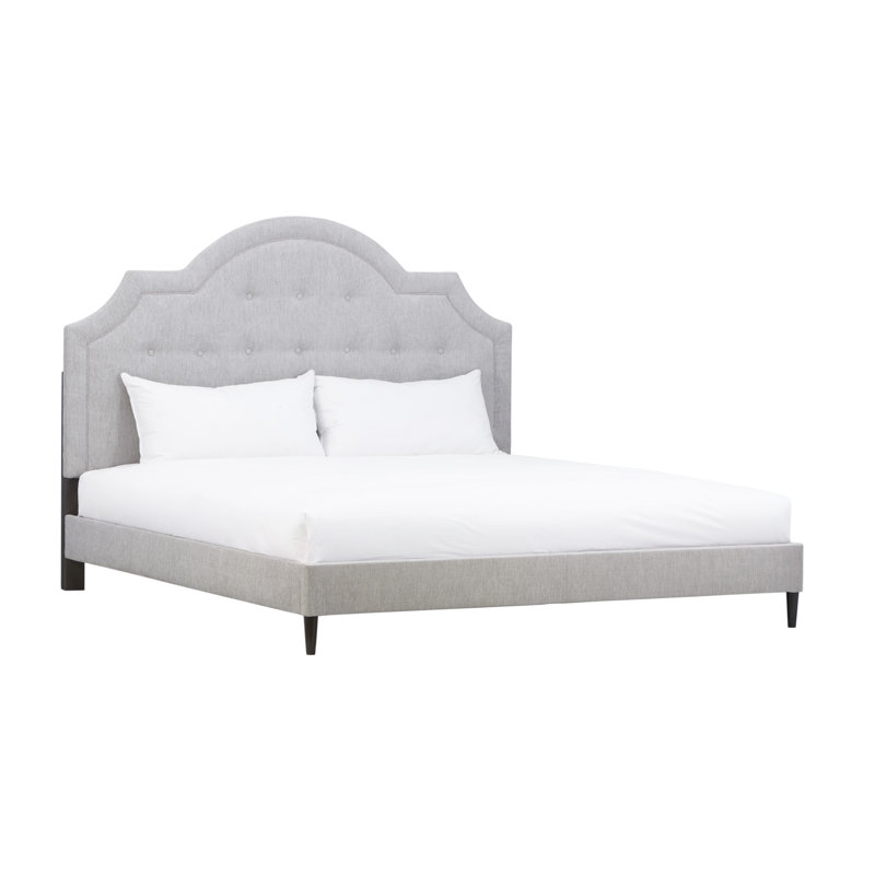 Upholstered Platform Bed, Light Gray, King