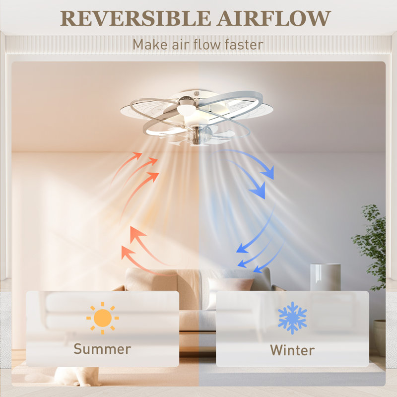 28.5cm Ceiling Fan with LED Lights, Silver