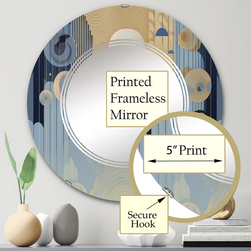 Edur - Miroir mural moderne rond, 24 po x 24 po