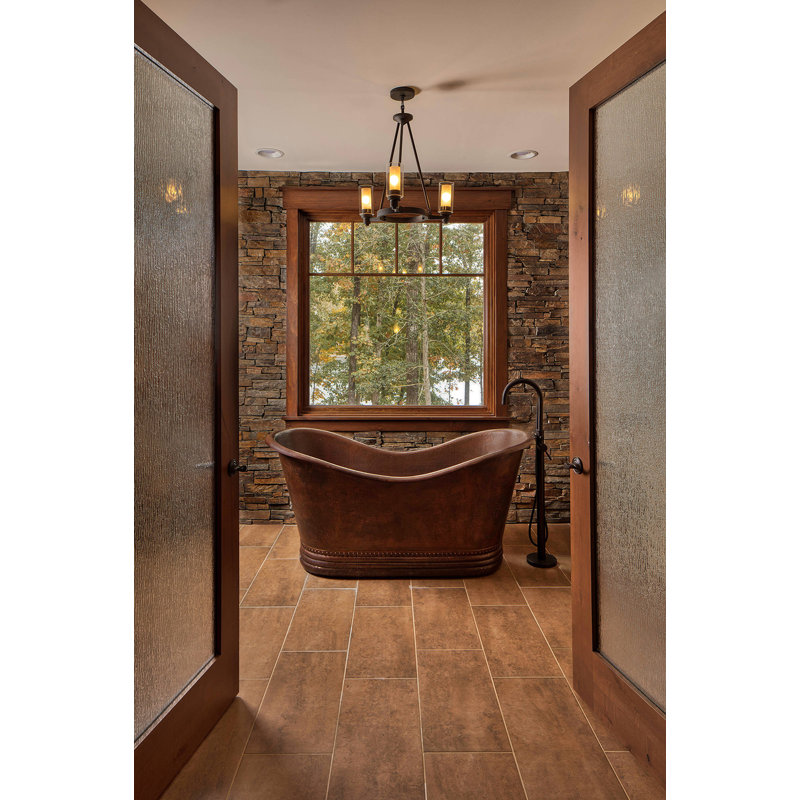 Baignoire double 67 po en cuivre martelé