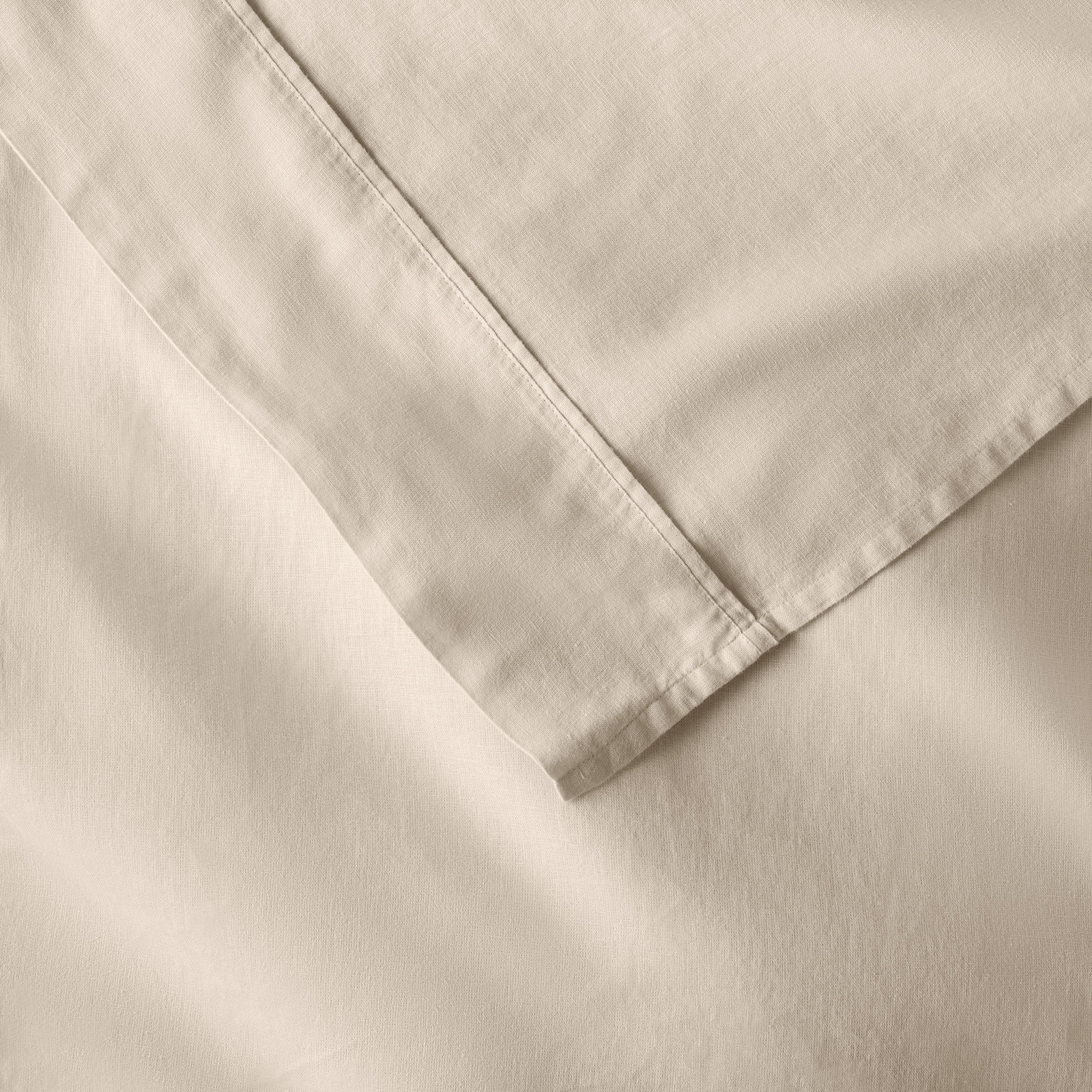 Jeffen Linen Blend Sheet Set, Queen Sheet Set + 1 Fitted Sheet + 2 Pillowcases, Ivory