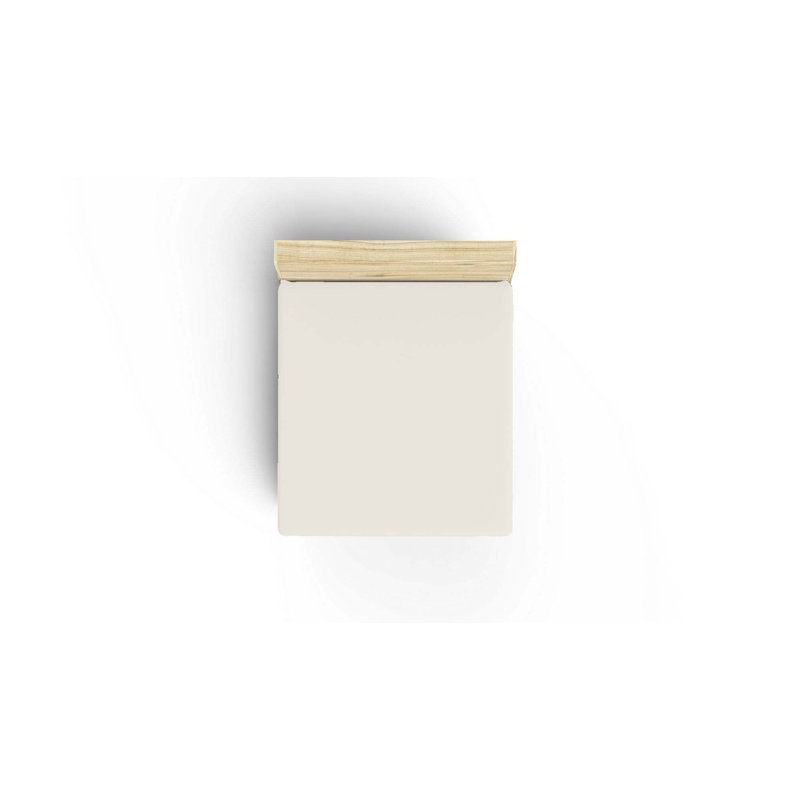 Premium Ranforce Double Fitted Sheet, Cream Color, 51.2 x 74.8 + 11.8 inches | 100% Cotton, 155 Thread Count, Soft and Durable | Machine Washable at 86°F, Perfect for Comfortable Sleep and Easy Care