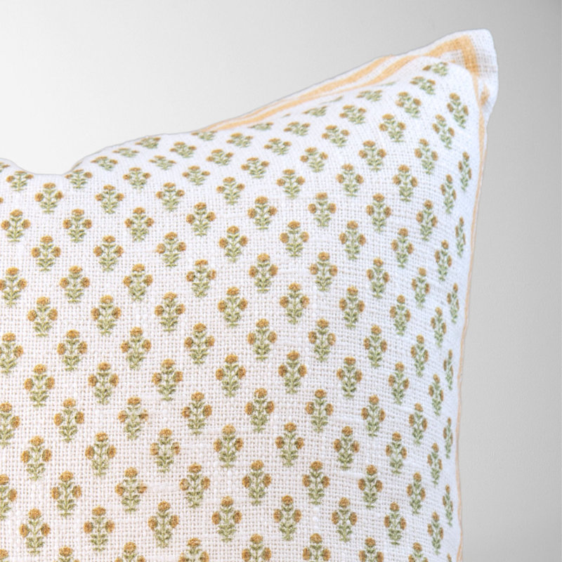 Floral Cotton Pillow Cover, Gold Floral