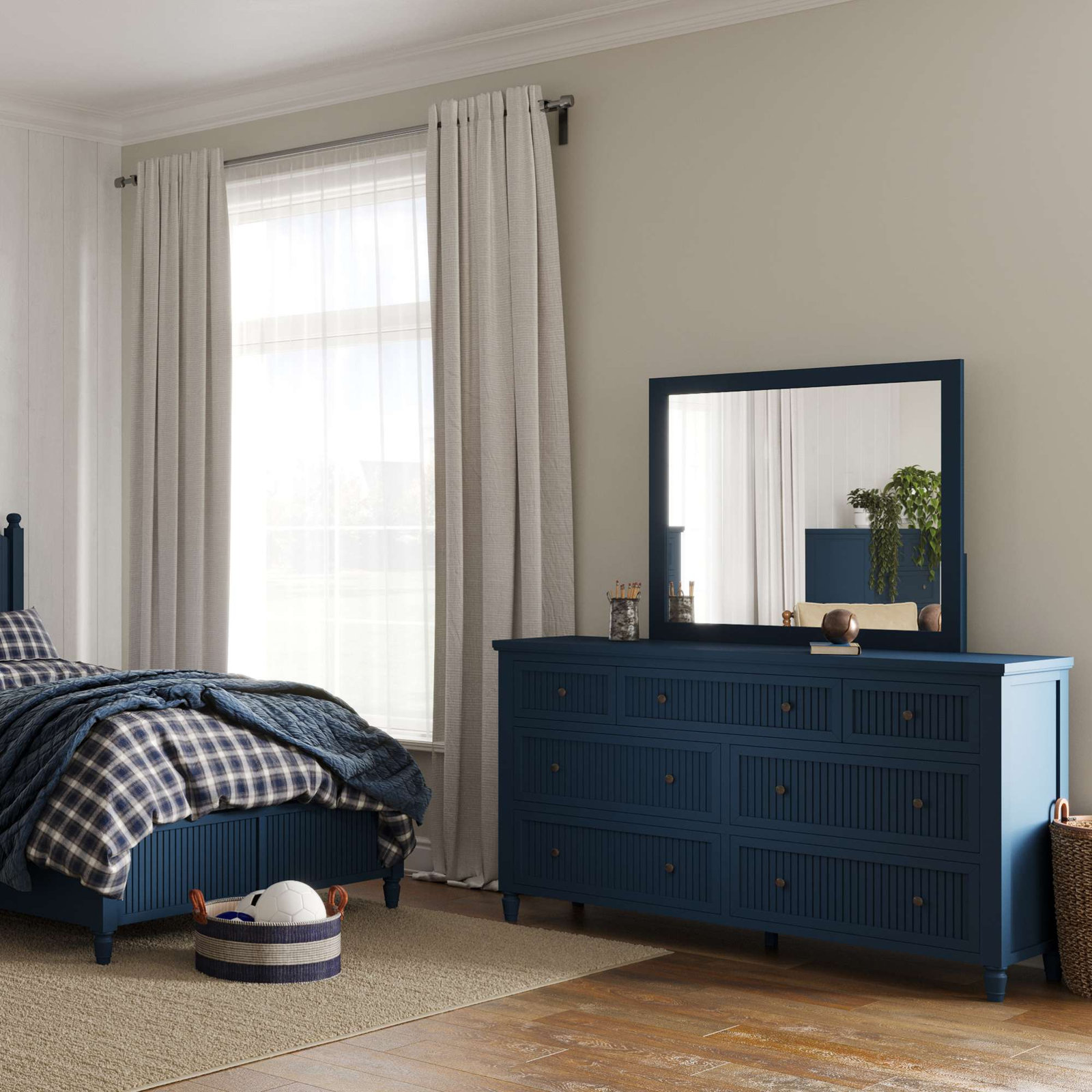 Pearce 67" Acacia Double Dresser Set, Navy