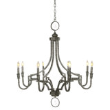 Casper 8 - Light Candle Style Empire Chandelier Wrought Iron Accents