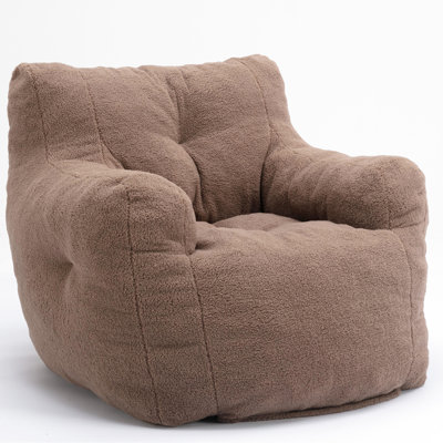 Modern Coffee Soft Bean Bag Chair, Spot Wipe Clean Chair In Fabric, 27.13" High, 250lbs Capacity
