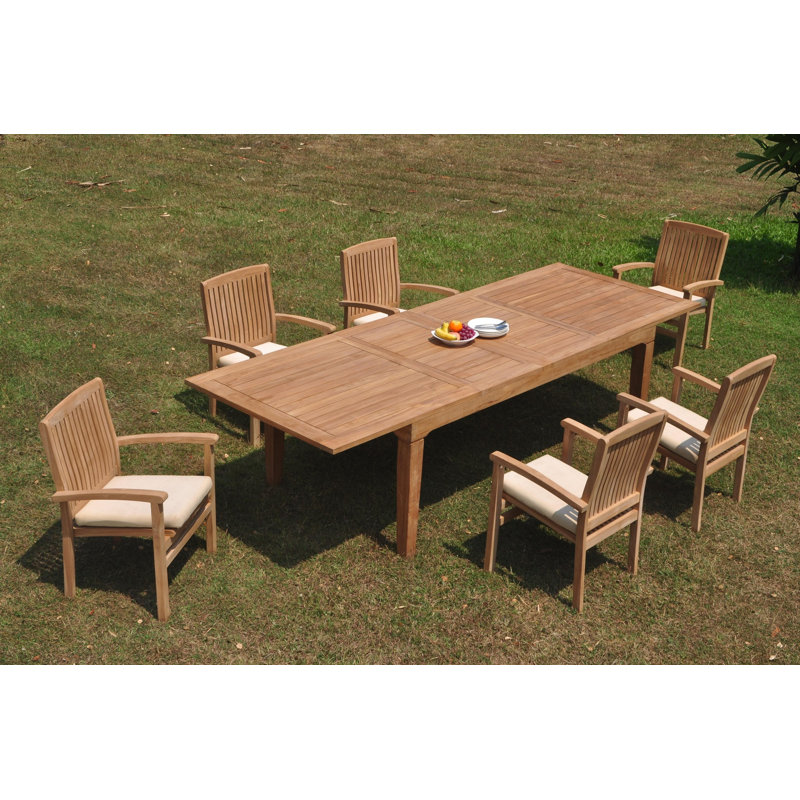 Rico Outdoor 7 - Piece Teak Dining Set, Set of 6